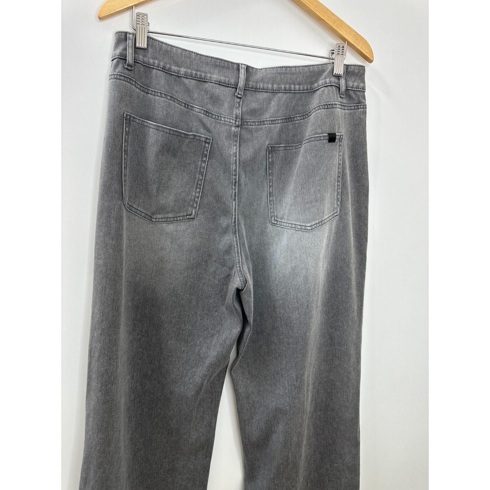 New Halara Flex Mid Rise Straight Leg Casual Jeans Pockets Gray Large Soft Denim - Picture 15 of 16